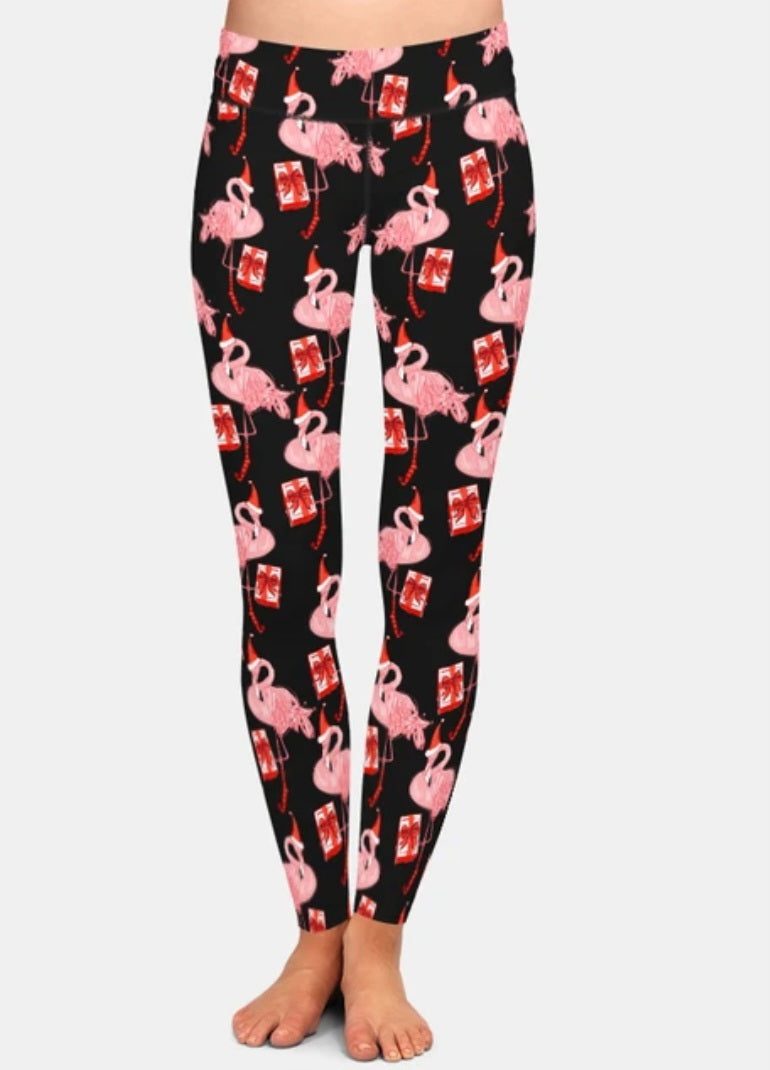 Christmas flamingo shop leggings