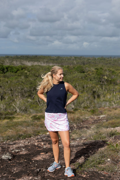 Gmaxx Skorts Julia skort is a beautiful soft pink and white print. Very Feminine. Undershorts with two pockets. Ideal for Golf, Pickleball, Tennis, Skort with pockets, suit tennis dress, tennis skirt pickleball, golf skort, Golf skirt