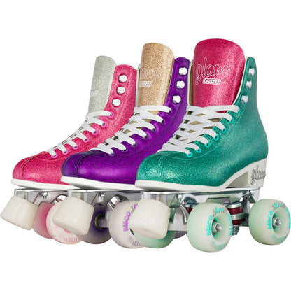 The Glam Skate is a serious skate - with a lustrous glitter shine over the entire boot. Built in a classic style, the Glam is far from your traditional roller skate - it comes packed full of great skating features to make skating more comfortable, more controlled and more glamourous than ever before! Don't be afraid to show the word how sparkly, glittery and fun you are on your new Glam Skates by Crazy Skates.