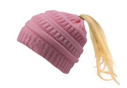 Pony Tail Beanies.. Assorted Colours.