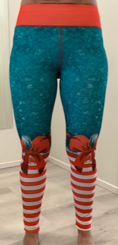 Gmaxx Christmas Leggings, Christmas stockings with Bow at the knee