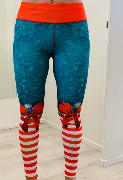 Gmaxx Christmas Leggings, Christmas stockings with Bow at the knee