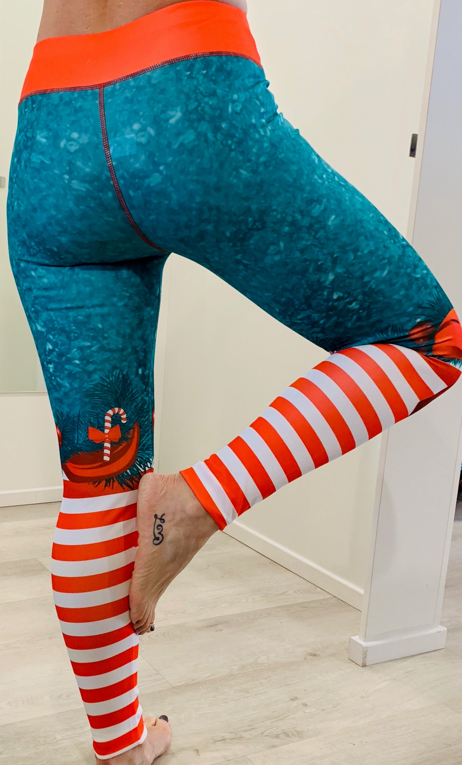 Womens Christmas Striped Leggings Yoga Pants Gym Cosplay Wear -  CosplayWare.com